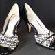 Gingham print, synthetic peep-toe heels by 'Target', size 6