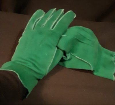 Forest Green 1960's cotton gloves size M