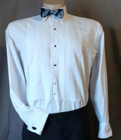 White Dinner Shirt, 1960's, USA by 'Welmar', cotton size M-XL