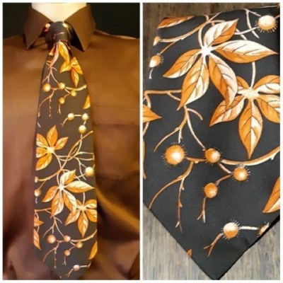 1970's Brown/ orange polyester tie by 'Rodney' Australia