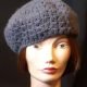 Crochet Beret, grey, by 'Avenel' nylon/wool/angora.