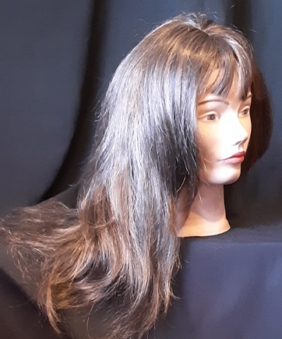 Long layered wig with fringe, brown with highlights by 'Glitz Girls'