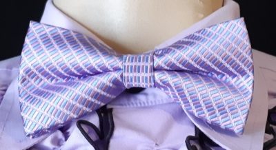 Bow tie, pastel checked by 'Jon Vandyke' of Holland.