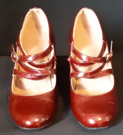 Imitation maroon Patent leather Mary Jayne shoe by 'Rivers' size 37