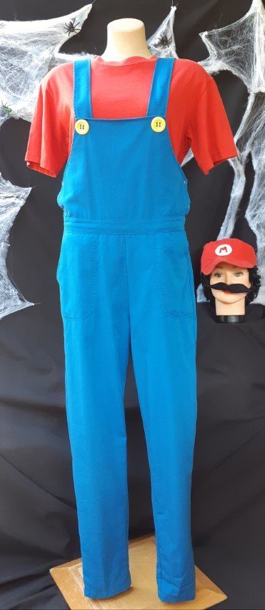 'Mario Bros Mario' Deluxe costume, poly/cotton, Blue and Red.