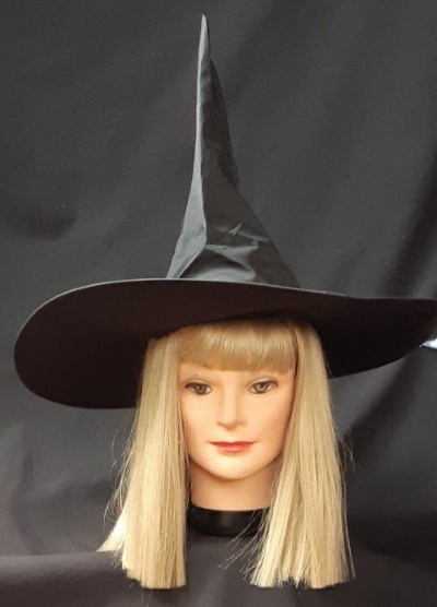 'Samantha Bewitched' synthetic blonde wig and witches hat.