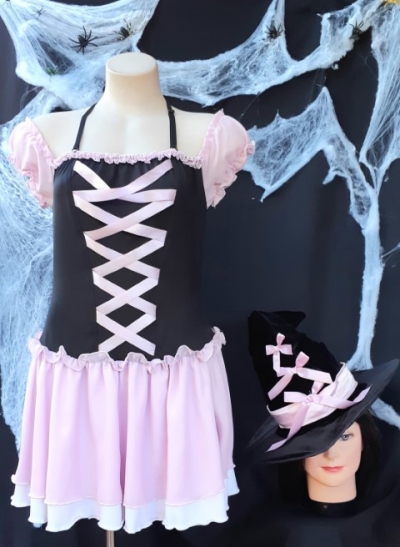 Good Witch Costume, pink/black, polyester by 'Elevate', size 10-12