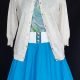 Laura Ashley 50's inspired 3/4 sleeve cardigan, beige dots, cotton size 8-10
