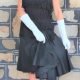 1940's Black Tassled trim cocktail frock, satin, USA size 8