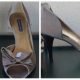 Taupe Peep toe heel, textile, by 'Charles & Keith' size 40'
