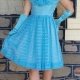 1950's Party Dress, blue, Nylon/satin by 'Linda Patrica', size 10