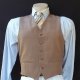 1970's Waistcoat, taupe fine check, polyester, USA, size M