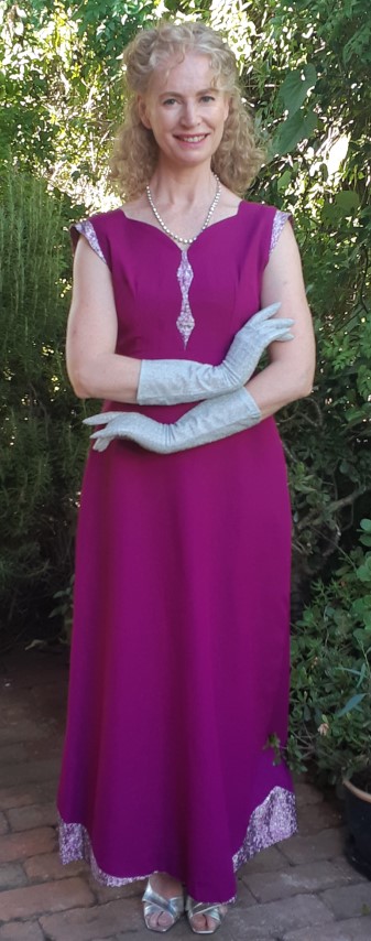 1970's Polyester Gown, Fushia, handmade, size 8-10