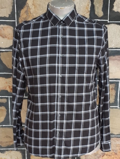 'Blaq' black/ white checked shirt, M