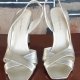 Leather silver patent sling back heels by 'Franco Burrone' size 38.5