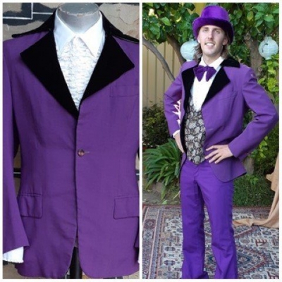 1960's, Purple Jacket, poly/cotton, by 'Top Tailoring of Adelaide', size L