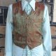 Waistcoat, 1970's, Olive/ rust damask, 100% rayon by 'Protest Blues' size L