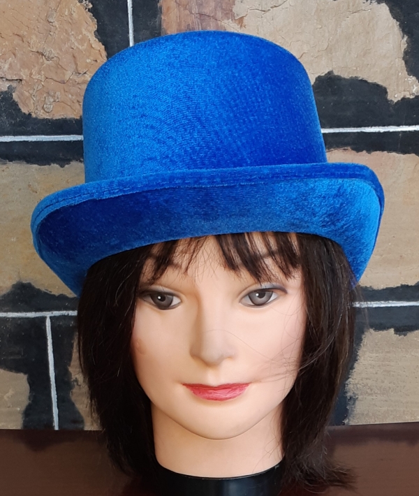 Top Hat, paper mache, electric blue, M-L