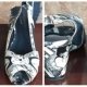 Patantent leather sling back sandal, by 'Blue Illusion', Monochrome, movie Print, size 41