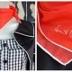 Neck square, red/ white trim, polyester by 'Trent Nathan'