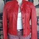 Leather bomber jacket, Red, by 'Vera Pelle' Made in Italy, size 10