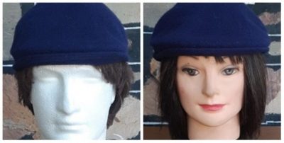 Flat cap, Wool felt, navy, unisex, by 'Avenel hats', size L