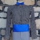 Bow tie & matching cumber-bun, electric blue, polyester, handmade.