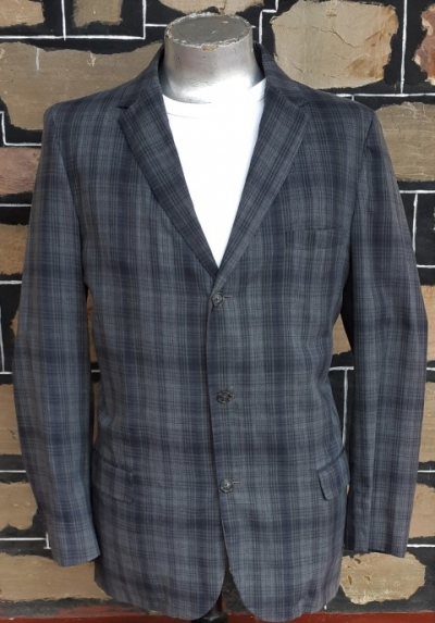 Checked Jacket, grey/black, polyester, 1980's, by 'Bernard Murray', USA, size XL