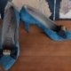 Suede Court Shoe, Sea Blue, by 'Charles Jourdan' of France, size 8b