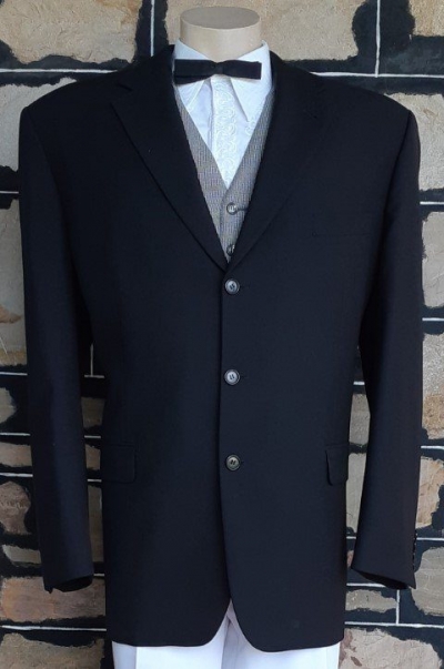 Blazer, black, 60's cut, single breasted, wool, by 'Flair' size XL