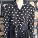 Blouse, black & white polka-dot, polyester by 'Reserve' 1980's size 8-12