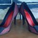 Peep-Toe Heels, leather/textile, Red/Black, by 'Scooter' size 38
