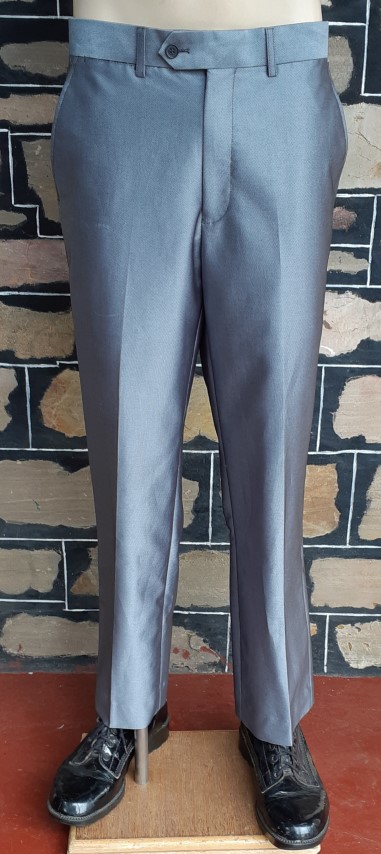 Shinny Silver Straight leg Pants, Polyester, by 'Allegre', size 32"