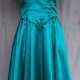1980's Evening Dress, green, silk, handmade, size 8