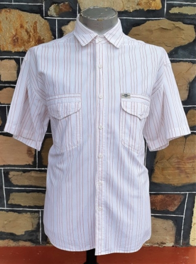 Casual Cotton Short Sleeve shirt, white/pink, by 'Shirt League' size L-XL