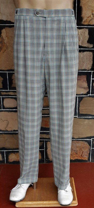 Checked Golf Pant, by 'Slazenger' white/navy/green, polyester size 30-34"