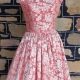 1940's, Damask Evening Frock, Salmon Pink, Satin, Size 6