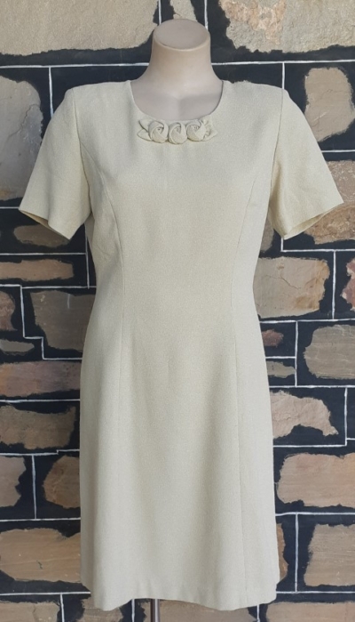 1970's, A-line Day Dress, crimplene, light sage, by 'Flim-F', size 12
