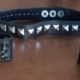 Punk choker and 2 wrist bands, leather/metal, black