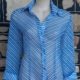 1970's Blouse, polyester, blue/white, by 'Filo' size L