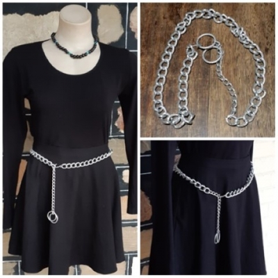 1960's, Chain belt, silver, aluminum, size S