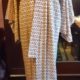 Kimono, Beige/red print, rayon/cotton, handmade, one size