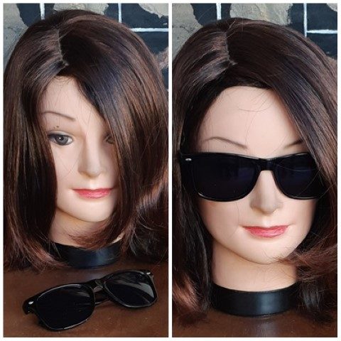 Wig & Black glasses 1960's Inspired, Auburn, synthetic by 'Gliztz and Carnival Products'