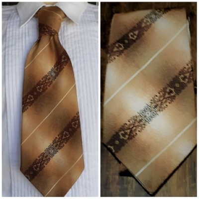 1970's Wide Tie, Brown/cream/tan, by 'Vogue Australia', polyester