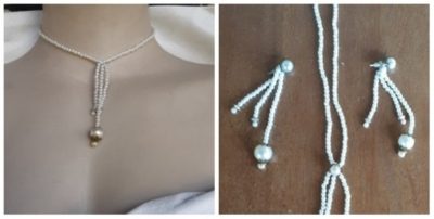 Necklace and Earrings Set, imitation pearls.