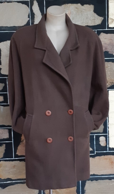 1990's 3/4 length Jacket, by 'Junior Look', brown, polar fleece, polyester, size 16