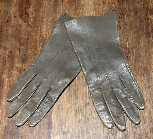 Vintage Gloves, leather, dark brown, size Medium