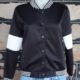 Vintage Track top, button through, polyester, black/white, size 10