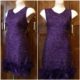 1960's, Lurex Evening Dress, Faux Fur Trim, purple, stretch polyester, size 10-12