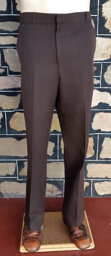 1960's, Bootleg Pants, Chocolate Brown, poly/rayon, by 'Yakka, Mr. Stretch', size L